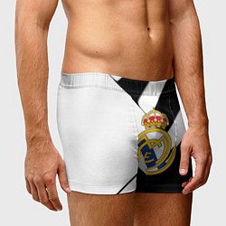 Трусы-боксеры мужские Реал Мадрид черно белые полосы, цвет: 3D-принт — фото 2