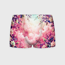 Трусы-боксеры мужские Фантастический цветочный розовый с облаками, цвет: 3D-принт