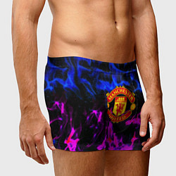 Трусы-боксеры мужские Манчестер Юнайтед огонь неон, цвет: 3D-принт — фото 2
