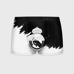 Трусы-боксеры мужские Реал Мадрид краски белые штрихи, цвет: 3D-принт