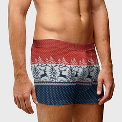 Трусы-боксеры мужские Вязаный узор с оленями, цвет: 3D-принт — фото 2