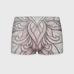 Мужские трусы Нежно розовый орнамент из перьев
