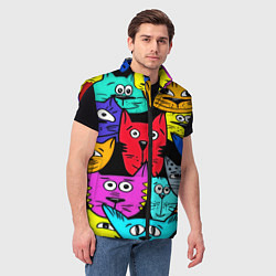 Мужской жилет Кошачьи мордочки, цвет: 3D-красный — фото 2