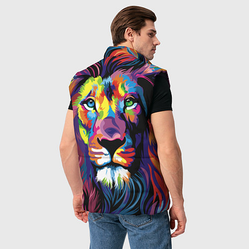 Мужской жилет Красочный лев / 3D-Черный – фото 4