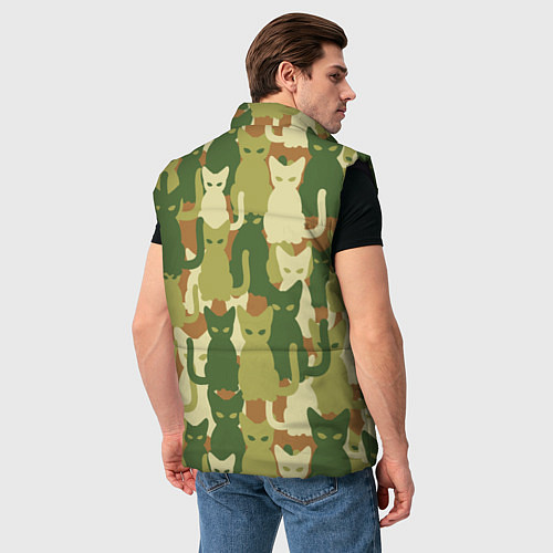 Мужской жилет Камуфляж- зелёные кошки / 3D-Черный – фото 4