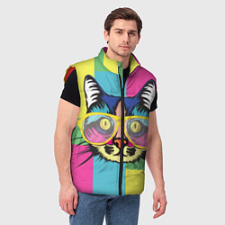 Мужской жилет Поп-арт котик, цвет: 3D-красный — фото 2
