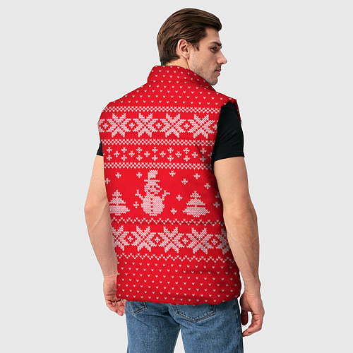 Мужской жилет Новогодний Егор ugly sweater со снеговиками / 3D-Черный – фото 4