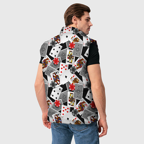 Мужской жилет Игральные карты и фишки / 3D-Черный – фото 4