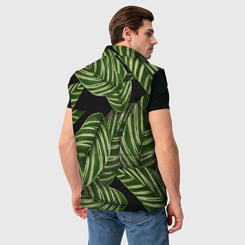 Мужской жилет Тропические большие листья / 3D-Черный – фото 4