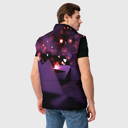 Мужской жилет Фиолетовая абстракция с блестками / 3D-Черный – фото 4
