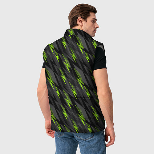 Мужской жилет Зеленые молнии паттерн / 3D-Светло-серый – фото 4