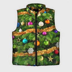 Мужской жилет Живая новогодняя ёлка, цвет: 3D-черный