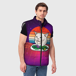 Мужской жилет Woman yelling at a cat, цвет: 3D-светло-серый — фото 2