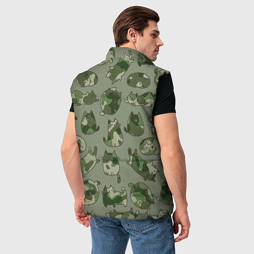 Мужской жилет Камуфляж с котиками хаки / 3D-Черный – фото 4