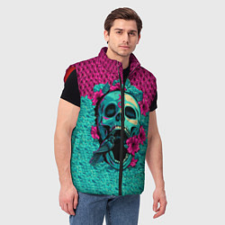 Мужской жилет Неоновый череп, цвет: 3D-красный — фото 2