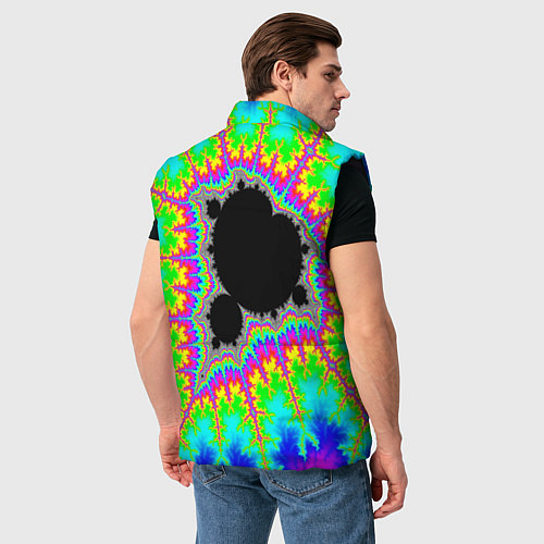 Мужской жилет Фрактальная кислотная черная дыра - множество Манд / 3D-Черный – фото 4
