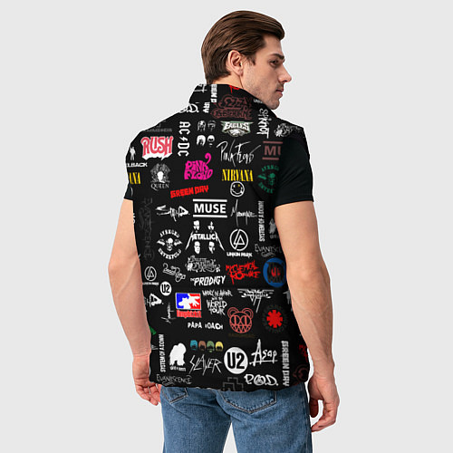 Мужской жилет ЛОГОТИПЫ РОК ГРУПП / 3D-Черный – фото 4