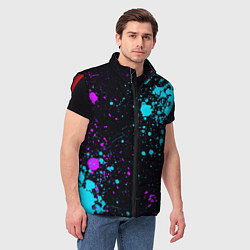 Мужской жилет БРЫЗГИ КРАСКИ NEON, цвет: 3D-красный — фото 2