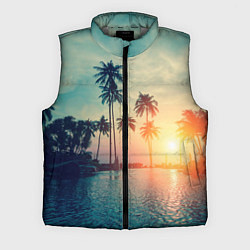 Мужской жилет Пальмы, цвет: 3D-светло-серый