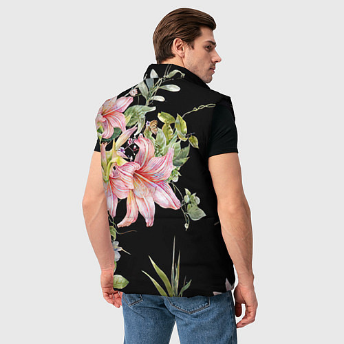 Мужской жилет Букет лилий / 3D-Черный – фото 4