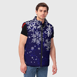 Мужской жилет Новогодние снежинки, цвет: 3D-красный — фото 2