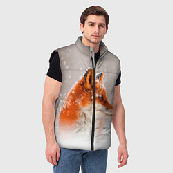 Мужской жилет Лиса и снег, цвет: 3D-черный — фото 2