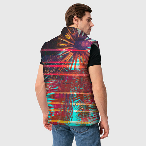 Мужской жилет Palm glitch art / 3D-Светло-серый – фото 4