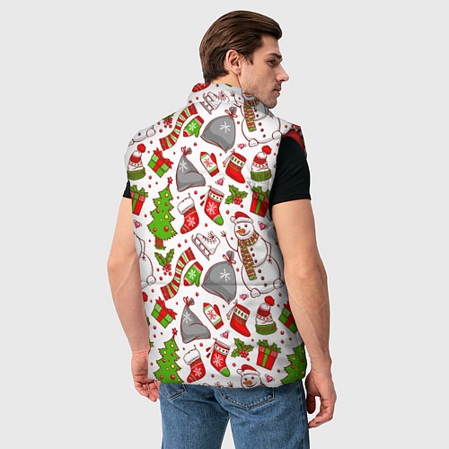 Мужской жилет Новогодний фон / 3D-Красный – фото 4