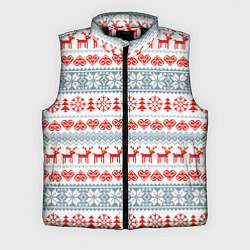 Мужской жилет Новогодний пиксельный узор, цвет: 3D-черный