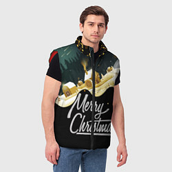 Мужской жилет Новогодняя деревня, цвет: 3D-красный — фото 2