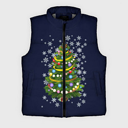 Мужской жилет Новогодняя Ёлка, цвет: 3D-светло-серый