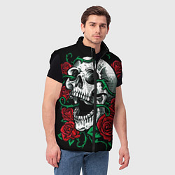 Мужской жилет Череп и Розы, цвет: 3D-черный — фото 2