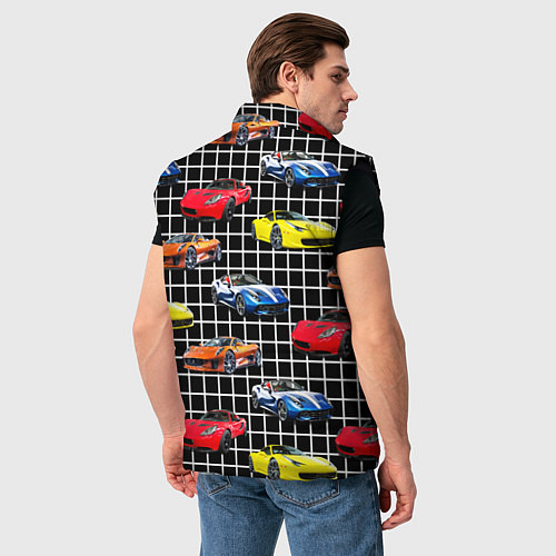 Мужской жилет Гоночные тачки / 3D-Черный – фото 4