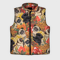 Мужской жилет Мопсики Цветочки, цвет: 3D-красный