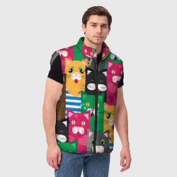 Мужской жилет Удивленные Коты, цвет: 3D-светло-серый — фото 2