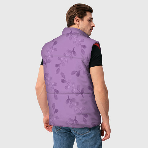 Мужской жилет Листья на фиолетовом фоне / 3D-Красный – фото 4