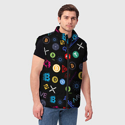 Мужской жилет BITCOIN PATTERN БИТКОИН Z, цвет: 3D-черный — фото 2