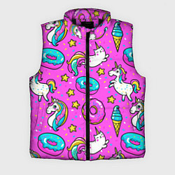 Мужской жилет Единороги с пончиками, цвет: 3D-черный