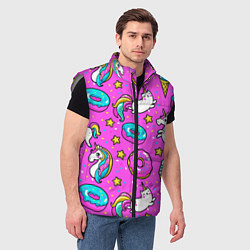 Мужской жилет Единороги с пончиками, цвет: 3D-светло-серый — фото 2