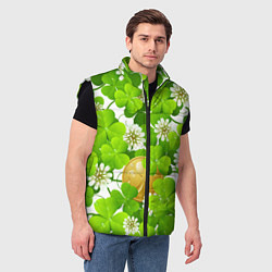 Мужской жилет Ирландский Клевер и Монетка, цвет: 3D-черный — фото 2