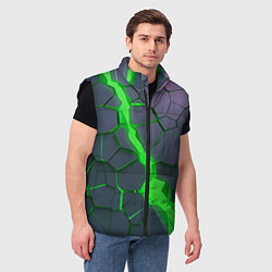 Мужской жилет ЗЕЛЕНЫЙ РАЗЛОМ 3Д РАЗЛОМ, цвет: 3D-черный — фото 2