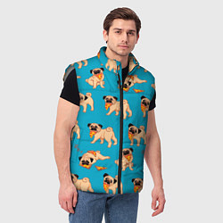 Мужской жилет Мопсы с пиццей, цвет: 3D-светло-серый — фото 2