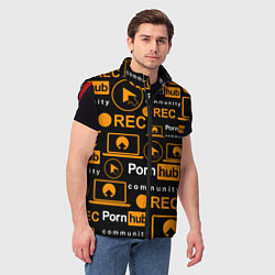 Мужской жилет PORNHUB ПОРНХАБ УЗОР, цвет: 3D-красный — фото 2