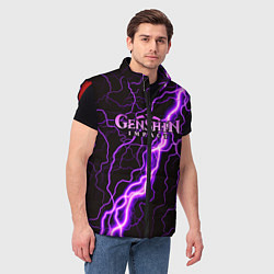 Мужской жилет GENSHIN IMPACT МОЛНИЯ НЕОН, цвет: 3D-красный — фото 2