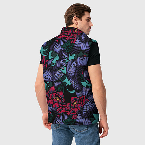 Мужской жилет Японские карпы / 3D-Черный – фото 4
