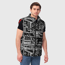 Мужской жилет Белые абстрактные линии, цвет: 3D-красный — фото 2