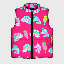 Мужской жилет Pop it радуга и единорог, цвет: 3D-черный