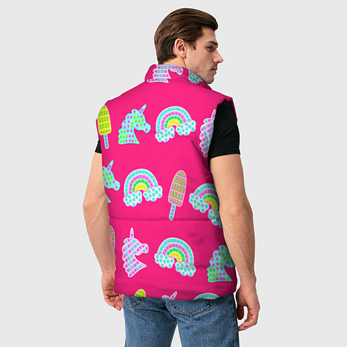 Мужской жилет Pop it радуга и единорог / 3D-Черный – фото 4