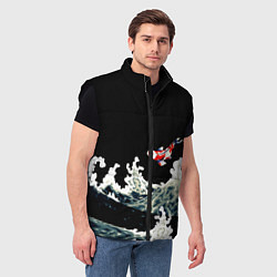 Мужской жилет Карп Кои Волна Япония Рыба, цвет: 3D-черный — фото 2