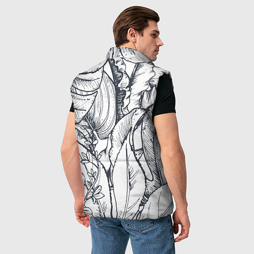 Мужской жилет Тропические листья / 3D-Черный – фото 4